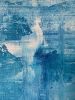 Toile 60 cm x 80 cm nuances de bleu électrique.