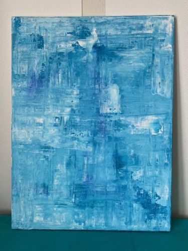 Toile 60 cm x 80 cm nuances de bleu électrique.